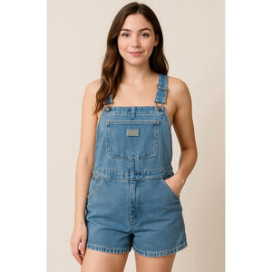 Women's Levi's Blue Denim Short Overalls XL Cabincore Y2K Minimalist Cottagecore